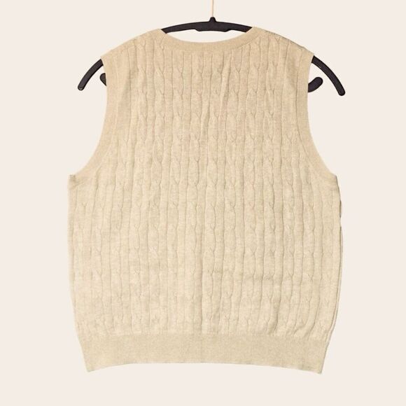 J. Crew Light Khaki Cable sweater shell 100% Cotton Size L NWT - Picture 6 of 8